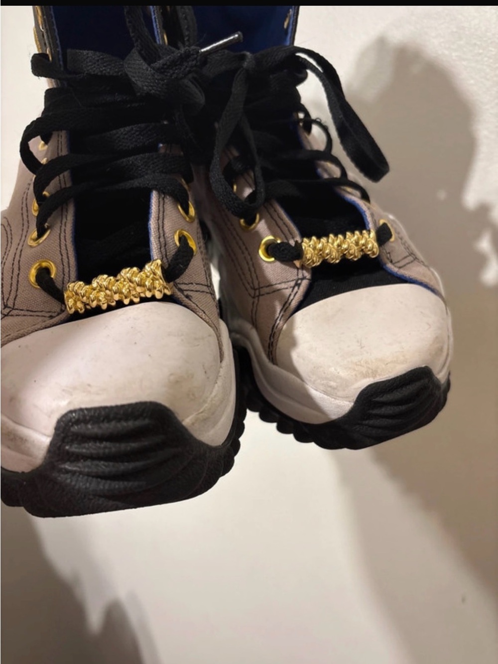 Converse Kids Gray, Black and White Sneakers with Gold Accents